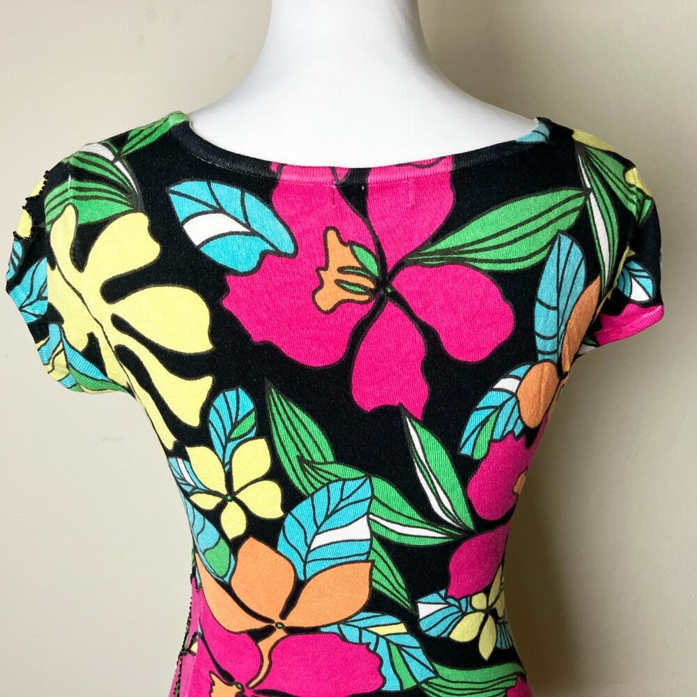 Cache | Beaded Multicolor Top Flower Print | Rare Find | Size Small - Picture 6 of 12